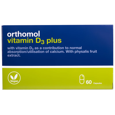 Ортомол Вітамін Д3 Плюс (Orthomol Vitamin D3 Plus) капсули для кісткового скелету та структури кісток на курс прийому 60 днів