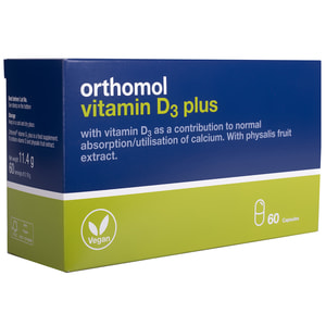 Ортомол Витамин Д3 Плюс (Orthomol Vitamin D3 Plus) капсулы для костного скелета и структуры костей на курс приема 60 дней