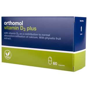 Ортомол Витамин Д3 Плюс (Orthomol Vitamin D3 Plus) капсулы для костного скелета и структуры костей на курс приема 60 дней