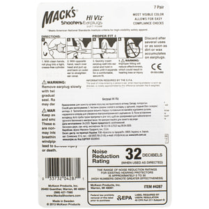 Беруши Вкладки ушные Hi Viz из полиуретана от шума салатовые 7 пар с контейнером