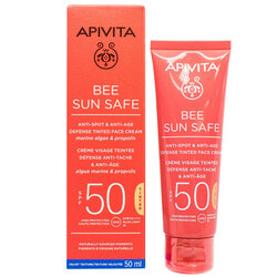 Крем для обличчя APIVITA (Апівіта) BEE SUN SAFE (Бі сан сейф) сонцезахисний проти пігментних плям і захисту від старіння з відтінком SPF 50 50 мл