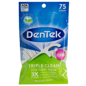 Флосс-зубочистки DENTEK (Дентек) тройное очищение 75 шт