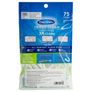 Флосс-зубочистки DENTEK (Дентек) тройное очищение 75 шт
