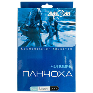 Панчоха чоловіча компресійна лікувальна ІІ класс Торговий Дім Алком 6062 чорна розмір 2 права