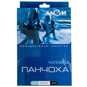 Чулок мужской компрессионный лечебный ІІ класс Торговый Дом Алком 6062 черный размер 4 правый