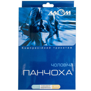 Панчоха чоловіча компресійна Торговий Дім Алком артикул 6072 клас компресії 2 з відкритим миском колір бежевий розмір 2 правий