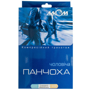 Чулок мужской компрессионный Торговый Дом Алком артикул 6072 класс компрессии 2 с открытым носком цвет бежевый размер 4 правый