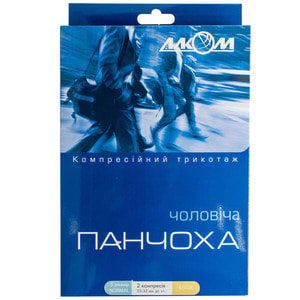 Панчоха чоловіча компресійна Торговий Дім Алком артикул 6072 клас компресії 2 з відкритим миском колір бежевий розмір 5 ліва