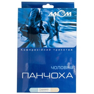 Панчоха чоловіча компресійна Торговий Дім Алком артикул 6072 клас компресії 2 з відкритим миском колір бежевий розмір 3 ліва