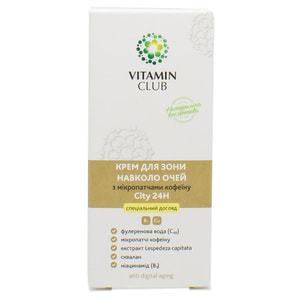 Крем для кожи вокруз глаз VITAMIN CLUB (Витамин Клуб) с микропатчами кофеина City24H 20 мл