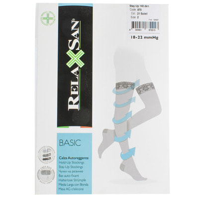 Панчохи антиемболічні RELAXSAN (Релаксан) Basic (Базік) 140 ден 18-22 мм з відкритим носком розмір 2 бежеві 1 пара модель 870А