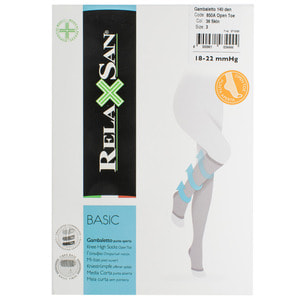 Панчохи антиемболічні RELAXSAN (Релаксан) Basic (Базік) 140 ден 18-22 мм з відкритим носком розмір 3 бежеві 1 пара модель 870А