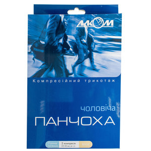 Чулок мужской компрессионный лечебный ІІ класс Торговый Дом Алком 6062 бежевый размер 2 правый