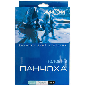 Панчоха чоловіча компресійна лікувальна ІІ класс Торговий Дім Алком 6062 чорна розмір 3 ліва