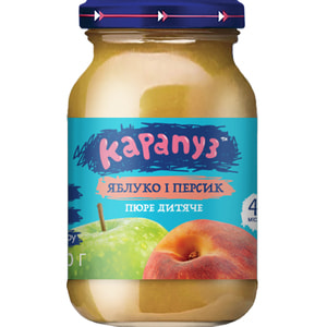 Пюре фруктове дитяче КАРАПУЗ Яблуко та персик з 4-х місяців 170 г