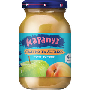 Пюре фруктовое детское КАРАПУЗ Яблоко и абрикос с 4-х месяцев 170 г