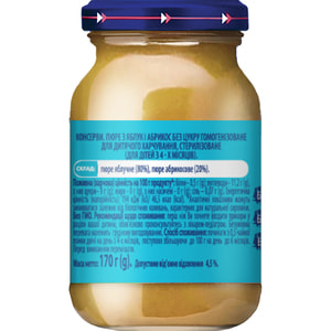 Пюре фруктовое детское КАРАПУЗ Яблоко и абрикос с 4-х месяцев 170 г