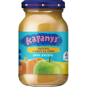 Пюре фруктово-овощное детское КАРАПУЗ Яблоко, тыква и айва с 4-х месяцев 170 г