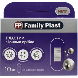 Пластир Family Plast (Фемели Пласт) бактерицидний на шовковій основі з іонами срібла розмір 25 мм х 72 мм 10 шт