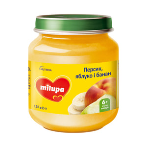 Пюре фруктовое детское Нутриция Milupa (Милупа) Яблоко, банан и персик с 6-ти месяцев 125 г