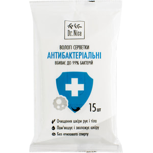 Салфетки влажные DR.NICE (Доктор Найс) Антибактериальные 15 шт