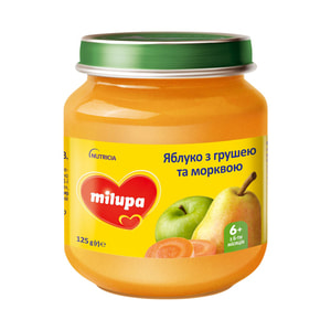 Пюре фруктове дитяче Нутриція Milupa (Мілупа) Яблуко, груша і морква з 6-ти місяців 125 г