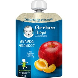 Пюре фруктове дитяче NESTLE GERBER (Нестле Гербер) Яблоко і абрикос для дітей з 6-ти місяців без цукру пауч 150 г