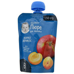 Пюре фруктове дитяче NESTLE GERBER (Нестле Гербер) Яблоко і абрикос для дітей з 6-ти місяців без цукру пауч 150 г