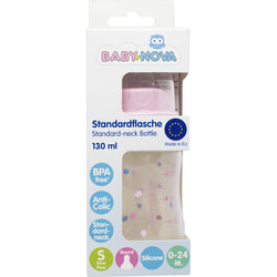 Пляшечка для годування BABY-NOVA (Бебі нова) одноколірна пластикова рожева 130 мл