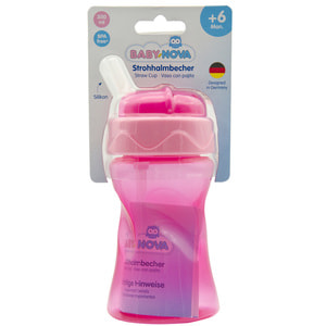 Чашка с трубочкой BABY-NOVA (Беби нова) пластиковая розовая 300 мл