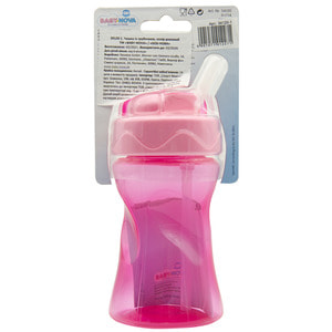 Чашка с трубочкой BABY-NOVA (Беби нова) пластиковая розовая 300 мл
