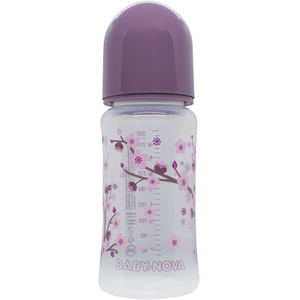 Бутылочка для кормления BABY-NOVA (Беби нова) Декор пластиковая с широким горлом сиреневая 300 мл