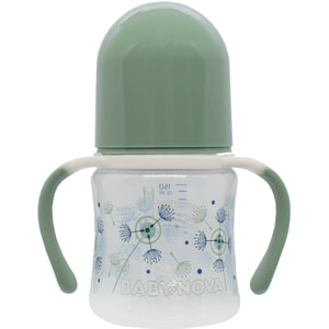 Бутылочка для кормления BABY-NOVA (Беби нова) Декор пластиковая с широким горлом с ручками зеленая 150 мл