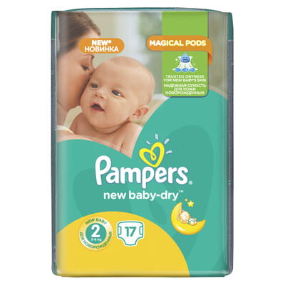Підгузники для дітей PAMPERS (Памперс) New Baby-Dry (Нью Бебі) 2 від 3 до 6 кг 17 шт