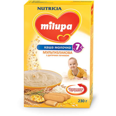 Каша молочная детская Нутриция Milupa (Милупа) Мультизлаковая с печеньем 230 г