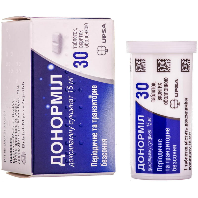 Донормил таблетки покрытые оболочкой 15 мг туба 30 шт (3585550048315 .