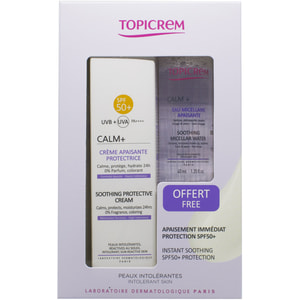 Набор для лица Topicrem (Топикрем) Calm+ (Калм) Крем успокаивающий, защитный SPF 50 40 мл + Вода мицеллярная успокаивающая 40 мл