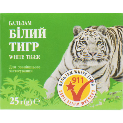 Білий тигр бальзам для тіла проти ударів, перенапруженні м'язів, зв'язок, покращує кровообіг 25 г