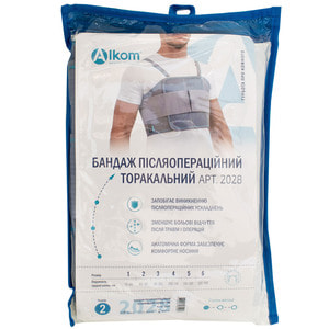 Бандаж післяопераційний Торговий Дім Алком модель 2028 торакальний чоловічий колір сірий розмір 2