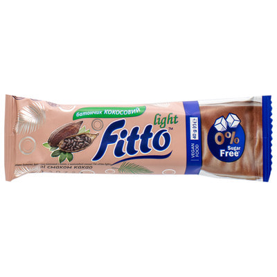 Батончик Fitto light (Фито лайт) Кокосовий с какао в шоколадной глазури 40 г