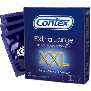 Презервативы латексные с силиконовой смазкой CONTEX (Контекс) Extra large XXL (Экстра ладж) увеличенного размера 3 шт