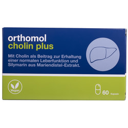 Ортомол Холин Плюс (Orthomol Cholin Plus) витаминный комплекс для улучшения работы печени капсули на курс приема 30 дней