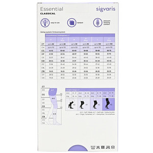 Чулки компрессионные с силиконовым фиксатором SIGVARIS (Сигварис) Essential Classical 19313 класс 2 с открытым мыском цвет бежевый размер S short
