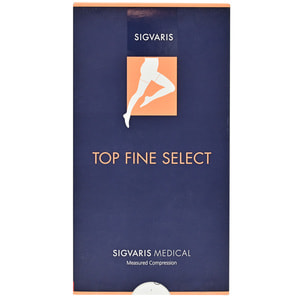 Чулки компрессионные с силиконовым фиксатором SIGVARIS (Сигварис) Top Fine Select артикул 49976 класс 1 с открытым мыском цвет бежевый размер М short