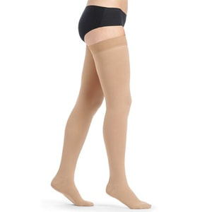 Чулки компрессионные с силиконовым фиксатором SIGVARIS (Сигварис) Top Fine Select артикул 49976 класс 1 с открытым мыском цвет бежевый размер М short