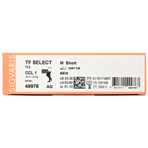 Чулки компрессионные с силиконовым фиксатором SIGVARIS (Сигварис) Top Fine Select артикул 49976 класс 1 с открытым мыском цвет бежевый размер М short