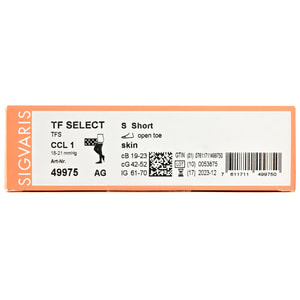Чулки компрессионные с силиконовым фиксатором SIGVARIS (Сигварис) Top Fine Select артикул 49975 класс 1 с открытым мыском цвет бежевый размер S short