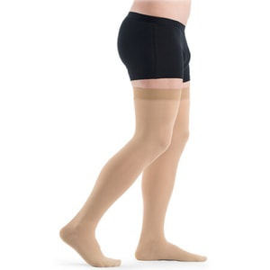 Чулки компрессионные с силиконовым фиксатором SIGVARIS (Сигварис) Top Fine Select артикул 49977 класс 1 с открытым мыском цвет бежевый размер L short