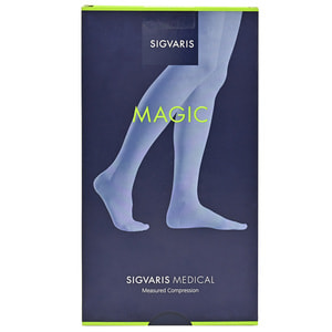 Чулки компрессионные с силиконовым фиксатором SIGVARIS (Сигварис) Magic артикул 63283 класс 2 с закрытым мыском цвет морской размер М long