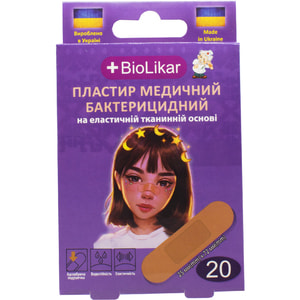 Пластырь бактерицидный Biolikar (Биоликар) тканный еластичный размер 25 мм x 72 мм 20 шт
